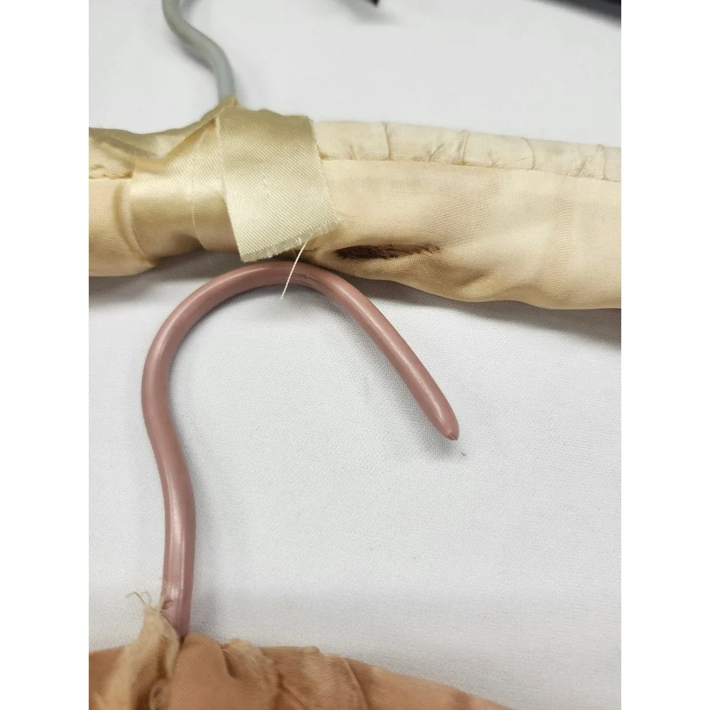 Vintage Padded Satin Hangers Set of 6 Burgundy Pink Cream Restoration Project